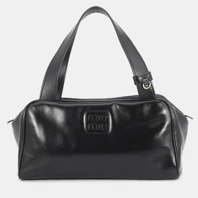 Pre-owned Miu Miu Bowling Handbag Black Leather