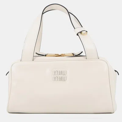 Pre-owned Miu Miu Bowling Handbag White Leather