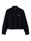 Miu Miu Boxy-fit Embroidered-logo Shirt In Black