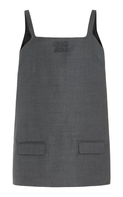 Miu Miu Boxy Wool Mini Blazer Dress In Grey