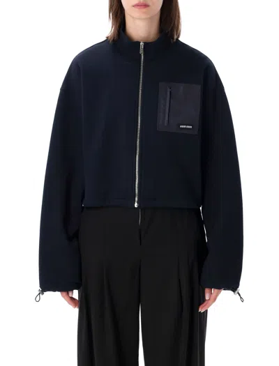 Miu Miu Boxy Zip-front Fleece Jacket In Blue