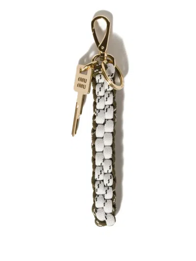 Miu Miu Braided Keychain Holder In Multicolor