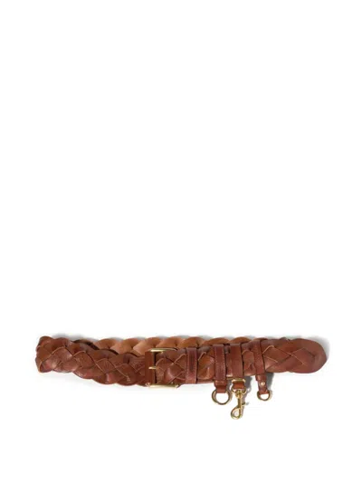 Miu Miu Braided Leather Belt In Brown