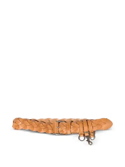Miu Miu Braided Leather Belt In Brown