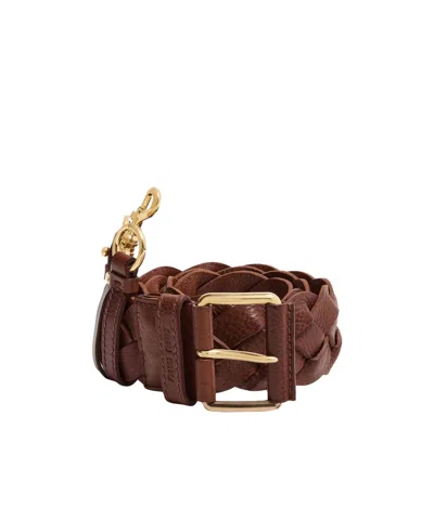 Miu Miu Braided Leather Belt In Brown