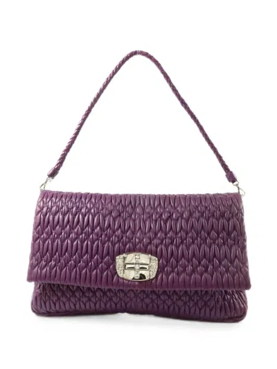 Pre-owned Miu Miu Braided Shoulder Bag In Purple