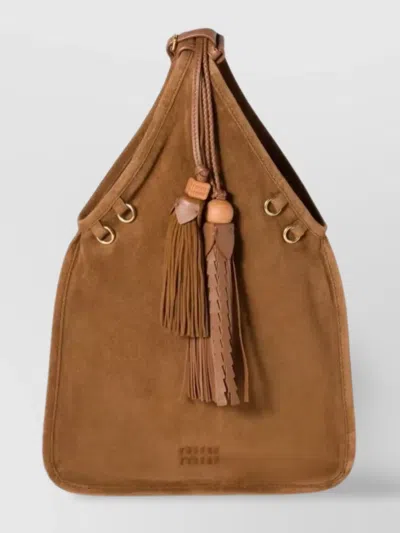 Miu Miu Braided Strap Suede Shoulder Bag