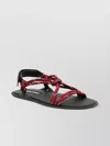 Miu Miu Nastro Cross Rope Grip-strap Sandals In Metallic