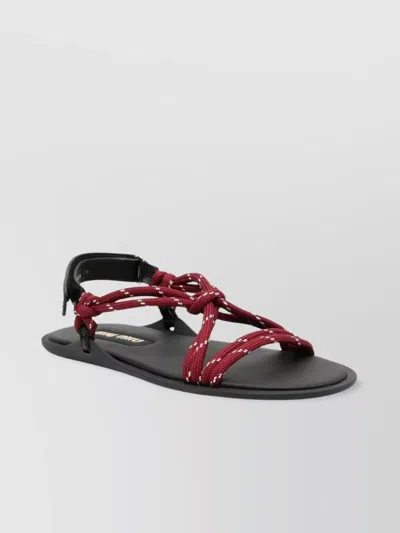 MIU MIU BRAIDED STRAPS FLAT SOLE SANDALS