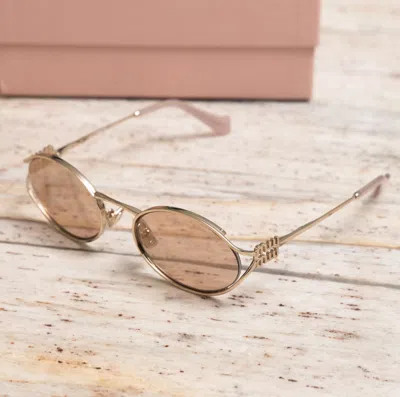 Pre-owned Miu Miu Brand 2024 Miu-miu Women Sunglasses Mu 52ys Zvn-20f Authentic Italy Frame S In Light Gold