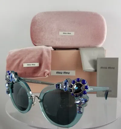 Pre-owned Miu Miu Brand Authentic  Smu 04s Vaa-1a1 Sunglasses Transparent Green Azure In Grey (light Tint)