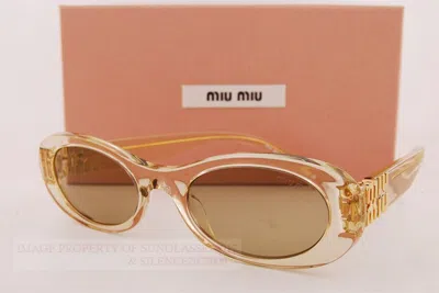 Pre-owned Miu Miu Brand  Sunglasses Mu 06zs 11t 40f Sand Transparent/dark Brown Women