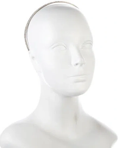 Pre-owned Miu Miu Branded Rhinestone Headband In Silver