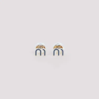 Miu Miu Brass Mini Earring Set In Blue