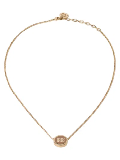 Miu Miu Brass Necklace In Brown
