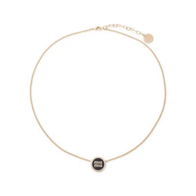 Miu Miu Brass Necklace Women In Gold