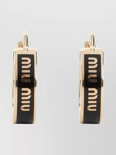Miu Miu Brass Ring-shaped Hoop Earrings In Gold