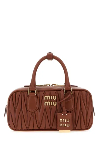 Miu Miu Brick Arcadie Handbag In Brown