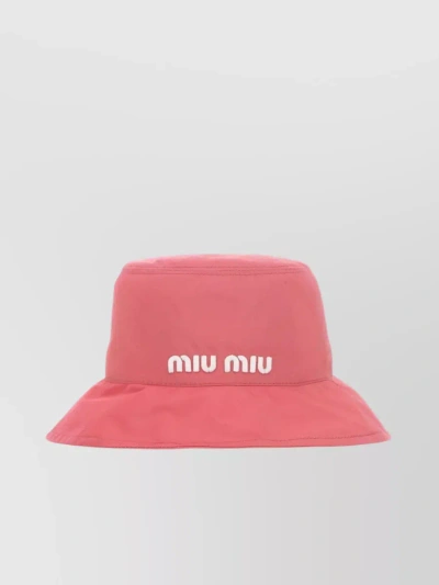 Miu Miu Brimmed Polyester Blend Hat In Pink