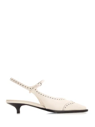 Miu Miu Brock Slack-heeled Shoes In White