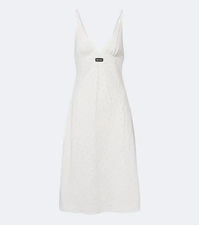Miu Miu Broderie Anglaise Poplin Midi Dress In Multi
