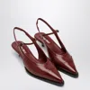 Miu Miu 35 Brogue Slingback Pumps In Brushed Leather In Burgundy