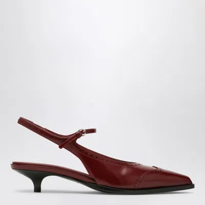 MIU MIU MIU MIU BROGUE BORDEAX BRUSHED LEATHER PUMPS WOMEN
