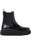 Miu Miu Brogue-detail Leather Boots In Black