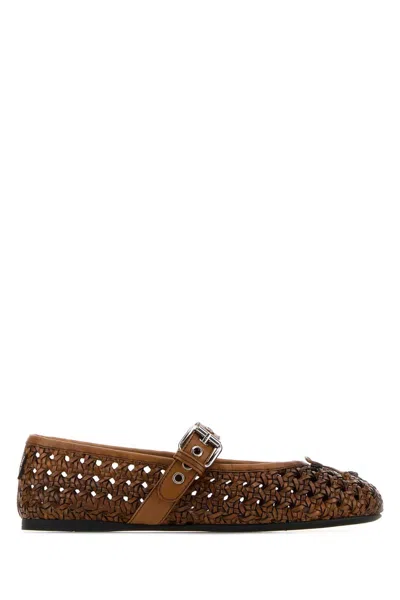 Miu Miu Brown Leather Ballerinas