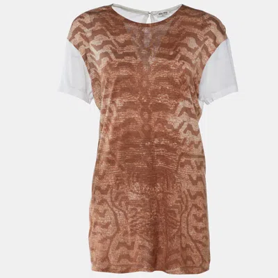 Pre-owned Miu Miu Brown Animal Printed Modal Knit Top M