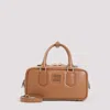 Miu Miu Cognac Arcadie Mini Calf Leather Shoulder Bag In Brown