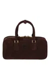 Miu Miu Large Suede Tote Bag With Shoulder Strap In Brown