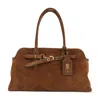 Miu Miu Adventure Lamb Leather Shoulder Bag In Brown