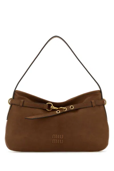 MIU MIU WOMEN BROWN AVENTURE SHOULDER BAG, ONESIZE LUXURY SHOULDER BAGS FOR WOMEN DARVEYS