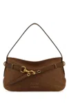 Miu Miu Medium Suede Handbag With Gold-tone Clasp In Brown