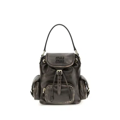 Miu Miu Brown Calf Leather Bos Taurus Backpack
