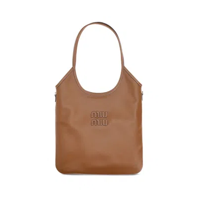 Miu Miu Brown Calf Leather Bos Taurus Shoulder Bag