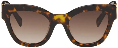Miu Miu Brown Cat-eye Sunglasses In Vau6s1 Havana