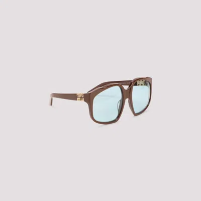 Miu Miu Brown Classic Logo Sunglasses In R Chocolate Sky Blue