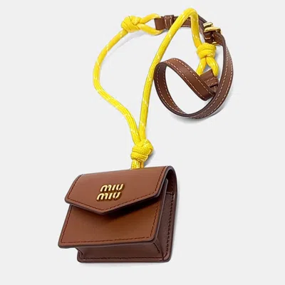 Pre-owned Miu Miu Brown Code Trick Bag Charm And Keyring
