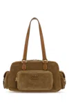 Miu Miu Brown Corduroy Shoulder Bag In Pattern
