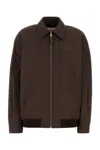 Miu Miu Women Panama Cotton Blouson Jacket In Brown