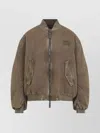 Miu Miu Long-sleeved Casual Jacket In Brown