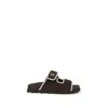 Miu Miu Brown Fabric Sandals In Brown