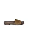Miu Miu Cinnamon Coloured Suede Clogs With Logo Women In Brown