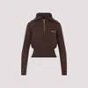 Miu Miu Logo Intarsia Half-zip Sweater In Brown