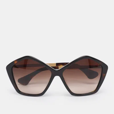 Pre-owned Miu Miu Brown Havana Smu11n Pentagon Gradient Sunglasses