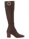 Miu Miu Ppa Leather Boots With Buckle In Brown