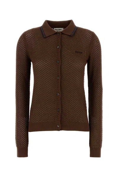 MIU MIU BROWN LACE CARDIGAN