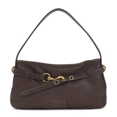 Miu Miu Brown Lamb Leather Aventure Shoulder Bag
